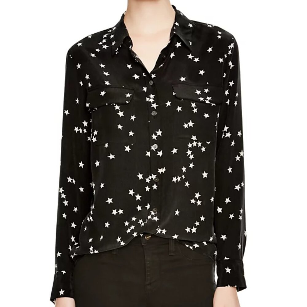 *SOLD* Equipment Slim Signature Long Sleeve Printed Silk Shirt XL